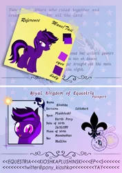 Size: 1475x2084 | Tagged: safe, artist:kiodima, derpibooru import, oc, oc:kioshka, unofficial characters only, earth pony, pony, passport, reference, solo