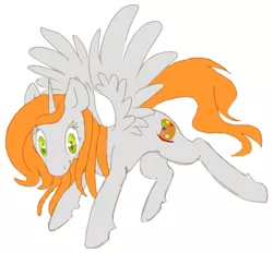 Size: 864x801 | Tagged: alicorn, alicorn oc, artist:anonymous, derpibooru import, drawthread, green eyes, horn, /mlp/, oc, oc:ginger peach, orange hair, safe, simple background, solo, unofficial characters only, white background, wings