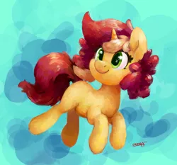 Size: 2830x2643 | Tagged: safe, artist:aemantaslim, derpibooru import, oc, oc:pastel drop, unofficial characters only, pony, unicorn, abstract background, female, gift art, high res, mare, signature, smiling, solo