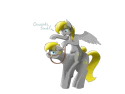 Size: 400x300 | Tagged: safe, artist:toastzebra, derpibooru import, oc, oc:snuggie, oc:snuggle, unofficial characters only, pony, ponies riding ponies, reins, riding, simple background, transparent background, twins