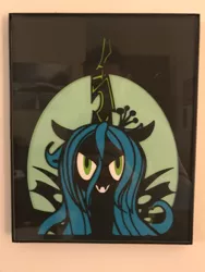 Size: 3024x4032 | Tagged: artist:samoht-lion, bust, changeling, changeling queen, craft, derpibooru import, fangs, female, grin, irl, papercraft, photo, queen chrysalis, safe, smiling, solo, traditional art