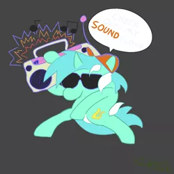 Size: 2000x2000 | Tagged: safe, artist:jargon scott, artist:lyracorn, derpibooru import, lyra heartstrings, pony, unicorn, boombox, dancing, female, mare, radical, solo, sunglasses