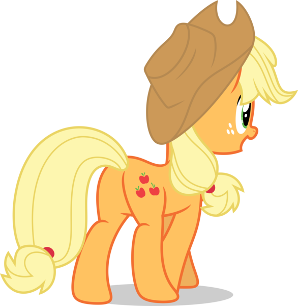 Size: 5000x5117 | Tagged: safe, artist:luckreza8, derpibooru import, applejack, earth pony, pony, the beginning of the end, .svg available, absurd resolution, applejack's hat, butt, cowboy hat, female, hat, mare, plot, simple background, solo, transparent background, vector