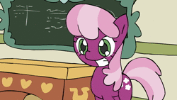 Size: 3840x2160 | Tagged: safe, artist:brian regan, artist:deadlycomics, derpibooru import, edit, cheerilee, scootaloo, earth pony, pegasus, pony, 2015, 4k, absurd file size, animated, annoyed, brian regan, caption, chalkboard, classroom, day, desk, dialogue, duo, duo female, english, female, filly, foal, frame by frame, i before e, i before e rule, indoors, insult, laughing, mare, school, school desk, sitting, sound, stand-up comedy, standing, table, talking, webm, youtube