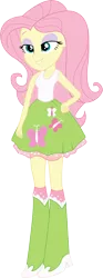 Size: 4425x11863 | Tagged: safe, artist:marcorois, derpibooru import, fluttershy, equestria girls, absurd resolution, boots, clothes, shoes, simple background, skirt, smug, solo, tanktop, transparent background, vector