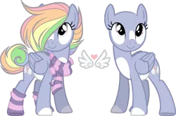 Size: 1100x727 | Tagged: safe, artist:fluffy-pastel, derpibooru import, oc, oc:feather flight (ice1517), unofficial characters only, pegasus, pony, clothes, coat markings, female, hair over one eye, mare, markings, multicolored hair, rainbow hair, scarf, simple background, socks, solo, striped socks, transparent background