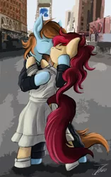 Size: 1994x3174 | Tagged: source needed, safe, artist:jamescorck, derpibooru import, oc, oc:appleale, oc:sorren, unofficial characters only, earth pony, pegasus, equestria at war mod, female, kissing, male, mare, sailor kiss, stallion, ve day, vg day, vintage, v-j day in times square, world war ii
