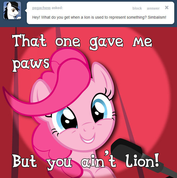 Size: 648x650 | Tagged: safe, artist:craftybrony, derpibooru import, pinkie pie, pony, ask pun, ask, ask tickled pinkie, pun, solo