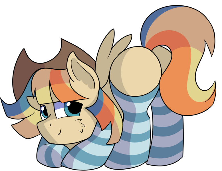 Size: 1280x987 | Tagged: safe, artist:rainbowtashie, author:bigonionbean, derpibooru import, braeburn, wind waker (character), oc, oc:spicy cider, earth pony, pegasus, adorable face, butt, clothes, commissioner:bigonionbean, cowboy hat, cute, dat butt, flank, fusion, fusion:spicy cider, hat, jumpsuit, male, meme, plot, seductive pose, socks, stallion, stetson, striped socks, sultry pose