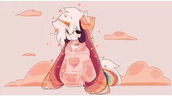 Size: 1920x1075 | Tagged: safe, artist:little-sketches, derpibooru import, oc, oc:ayaka, ponified, unofficial characters only, pony, unicorn, alternate design, blood, clothes, eye clipping through hair, female, hoodie, nosebleed, solo, species swap, stars