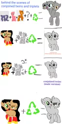 Size: 1080x2160 | Tagged: artist needed, source needed, suggestive, artist:calebtyink, derpibooru import, headless horse, pony, base, behind the scenes, conjoined, conjoined triplets, conjoined twins, headless, recycle, recycle logo, template