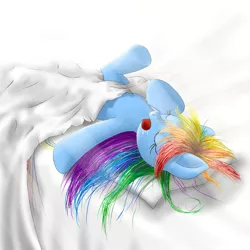 Size: 666x666 | Tagged: safe, artist:zigword, derpibooru import, rainbow dash, pegasus, pony, bed, bed mane, blanket, drool, eyes closed, messy mane, open mouth, pillow, sleeping, snoring, solo