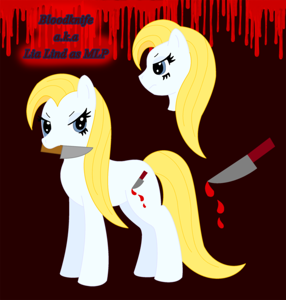 Size: 1199x1260 | Tagged: safe, artist:chili19, derpibooru import, oc, oc:bloodknife, unofficial characters only, earth pony, pony, blood, bust, earth pony oc, female, mare, mouth hold, reference sheet