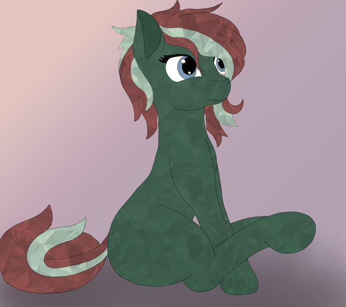 Size: 1800x1600 | Tagged: safe, artist:inanimatelotus, derpibooru import, oc, oc:herbal remedy, crystal pony, earth pony, pony, cute, gradient background, simple background, sitting, solo