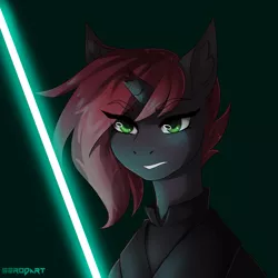 Size: 2000x2000 | Tagged: safe, artist:serodart, derpibooru import, oc, pony, unicorn, commission, lightsaber, solo, star wars, sword, weapon