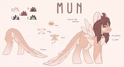 Size: 4911x2668 | Tagged: safe, artist:mxnxii, derpibooru import, oc, oc:mun, pegasus, pony, augmented tail, female, mare, reference sheet, solo