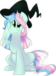 Size: 609x828 | Tagged: safe, artist:maximumbark, derpibooru import, oc, oc:bub, unofficial characters only, pony, unicorn, cute, female, glasses, green eyes, hat, mare, simple background, smiling, solo, transparent background, witch hat