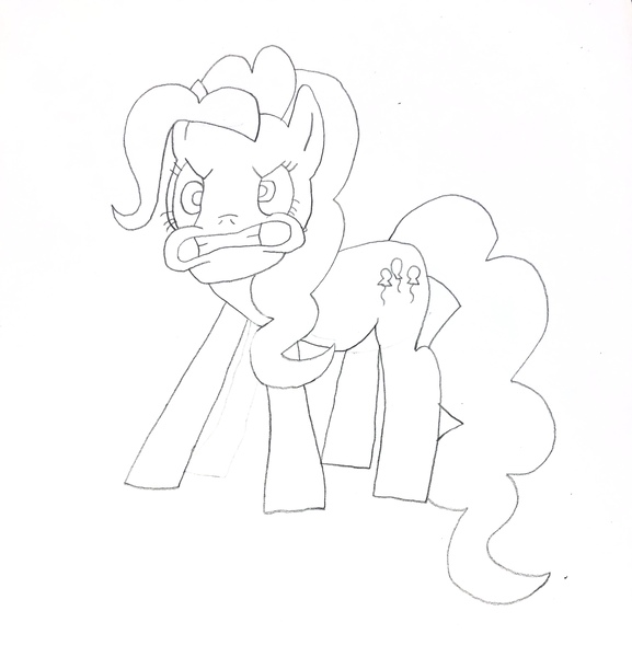 Size: 3022x3140 | Tagged: safe, artist:undeadponysoldier, derpibooru import, pinkie pie, earth pony, pony, angry, drawn with reference, female, gritted teeth, mare, solo, traditional art