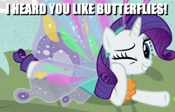 Size: 1041x671 | Tagged: caption, derpibooru import, flirting, forever filly, image macro, meme, rarifly (costume), rarity, safe, text