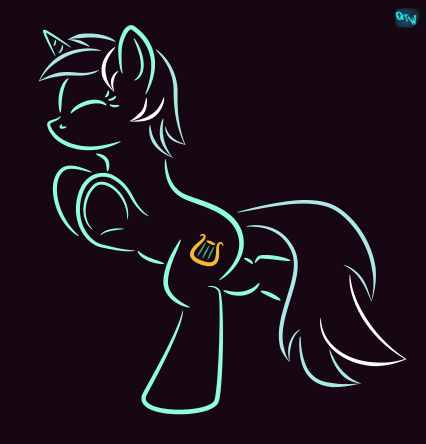 Size: 426x444 | Tagged: safe, artist:quint-t-w, derpibooru import, lyra heartstrings, pony, unicorn, eyes closed, gradient background, minimalist, modern art, old art, on one leg, pose, solo, underhoof