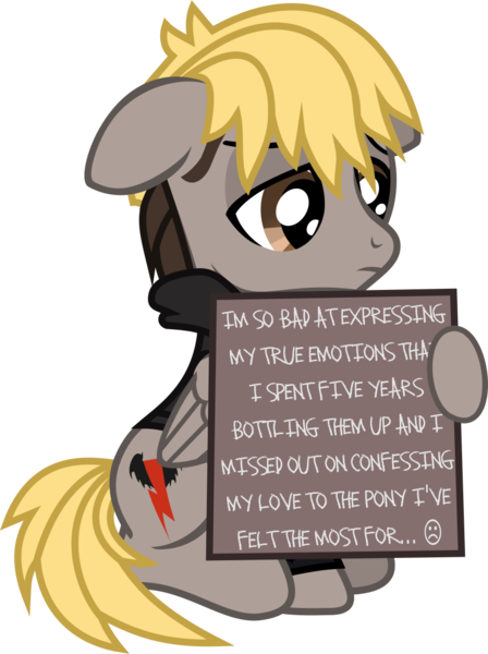 Size: 884x1184 | Tagged: safe, artist:lightningbolt, derpibooru import, ponified, pegasus, pony, .svg available, clothes, dyed mane, dyed tail, folded wings, frown, hood, hoodie, hoof hold, implied shipping, lidded eyes, male, mikey way, my chemical romance, pony shaming, sign, simple background, sitting, solo, stallion, svg, transparent background, vector, wings, wristband