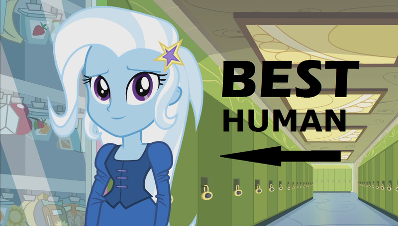 Size: 1264x720 | Tagged: safe, derpibooru import, edit, edited screencap, screencap, trixie, equestria girls, equestria girls (movie), best human, best pony