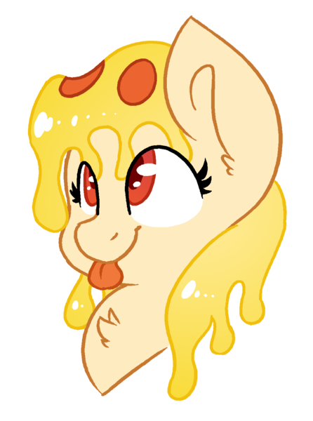 Size: 1073x1445 | Tagged: safe, artist:northwindsmlp, derpibooru import, oc, oc:mozzarella orgy, ponified, food pony, original species, pizza pony, pony, bust, female, food, mare, pizza, portrait, simple background, solo, tongue out, transparent background