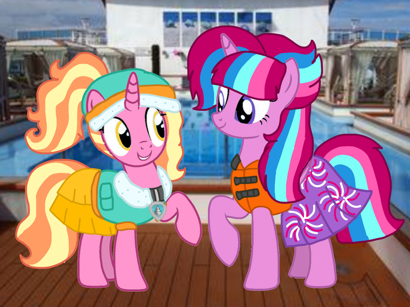 Size: 1440x1080 | Tagged: safe, artist:徐詩珮, derpibooru import, luster dawn, oc, oc:bubble sparkle, alicorn, unicorn, series:sprglitemplight diary, series:sprglitemplight life jacket days, series:springshadowdrops diary, series:springshadowdrops life jacket days, alicorn oc, alternate universe, base used, bubbledawn, canon x oc, clothes, cute, female, horn, lesbian, lifejacket, magical lesbian spawn, magical threesome spawn, multiple parents, next generation, offspring, offspring shipping, parent:glitter drops, parent:spring rain, parent:tempest shadow, parent:twilight sparkle, parents:glittershadow, parents:sprglitemplight, parents:springdrops, parents:springshadow, parents:springshadowdrops, paw patrol, shipping, swimsuit, wings