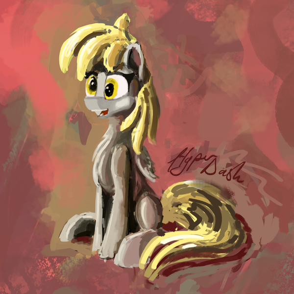 Size: 5154x5154 | Tagged: safe, artist:hyper dash, derpibooru import, derpy hooves, pegasus, pony, painting, sitting, solo