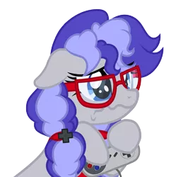 Size: 3433x3549 | Tagged: artist needed, safe, artist:rioshi, artist:starshade, derpibooru import, oc, oc:cinnabyte, unofficial characters only, earth pony, pony, adorkable, bandana, blushing, controller, crying, cute, dork, ear blush, female, glasses, mare, sad, simple background, solo, transparent background