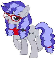 Size: 1011x1080 | Tagged: artist needed, safe, derpibooru import, oc, oc:cinnabyte, unofficial characters only, earth pony, pony, adorkable, bandana, butt, cute, dork, female, glasses, looking at you, looking back, looking back at you, mare, ocbetes, rear view, simple background, smug, solo, transparent background