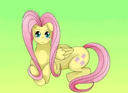 Size: 3510x2550 | Tagged: safe, artist:manhunterj, derpibooru import, fluttershy, pegasus, pony, blushing, female, mare, simple background, solo