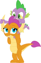 Size: 2336x3571 | Tagged: artist:porygon2z, derpibooru import, dragon, dragons riding dragons, female, male, riding, safe, simple background, smolder, spike, transparent background, vector