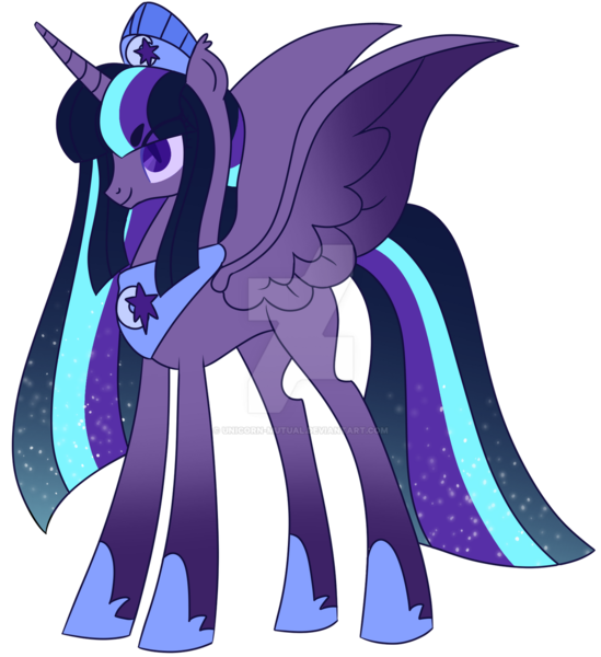 Size: 1280x1400 | Tagged: safe, artist:unicorn-mutual, derpibooru import, twilight sparkle, twilight sparkle (alicorn), ponified, alicorn, pony, equestria girls, alternate universe, deviantart watermark, equestria girls ponified, midnight sparkle, obtrusive watermark, simple background, solo, transparent background, watermark