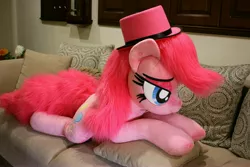 Size: 4096x2731 | Tagged: artist:ponimalion, bed, derpibooru import, hat, irl, life size, photo, pinkie pie, safe