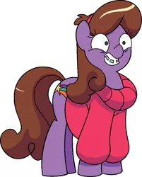 Size: 746x928 | Tagged: safe, artist:vgc2001, derpibooru import, idw, maybelle, ponified, earth pony, pony, spoiler:comic, spoiler:comic05, bracket, clothes, female, gravity falls, headband, mabel pines, mare, shooting star, smiling, solo, sweater