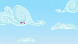 Size: 1667x937 | Tagged: safe, derpibooru import, pinkie pie, earth pony, pony, my little pony: pony life, my little pony: stop motion short, potion party, cloud, falling, female, mare, sky, solo, stop motion