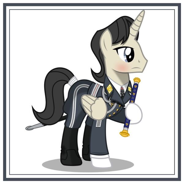 Size: 1024x1024 | Tagged: safe, artist:brony-works, derpibooru import, alicorn, pony, clothes, luftwaffe, male, nazi, nazi germany, nazipone, simple background, solo, stallion, uniform, white background, world war ii