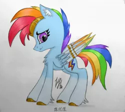 Size: 2407x2160 | Tagged: artist needed, source needed, safe, derpibooru import, rainbow dash, pegasus, pony, leak, spoiler:g5, colored wings, female, g5, hooves, jewelry, mare, multicolored wings, rainbow dash (g5), rainbow wings, redesign, solo, tiara, traditional art, wings