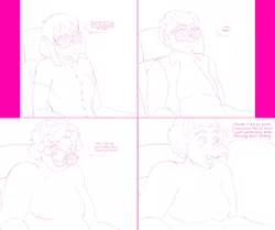 Size: 7004x5868 | Tagged: anthro, artist:amaraburrger, bubble berry, chubby, clothes, comic, derpibooru import, female to male, glasses, human to anthro, moobs, oc, pinkie pie, rule 63, suggestive, transformation, transgender transformation, weight gain