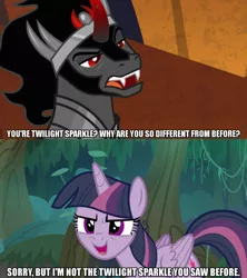 Size: 1280x1440 | Tagged: safe, derpibooru import, edit, edited screencap, screencap, king sombra, mean twilight sparkle, alicorn, pony, the beginning of the end, the mean 6, caption, clone, female, image macro, male, meme, text