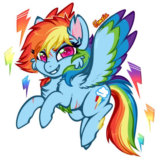 Size: 549x550 | Tagged: safe, artist:esmeia, derpibooru import, rainbow dash, pegasus, pony, cheek fluff, chest fluff, colored wings, cute, dashabetes, ear fluff, eyebrows visible through hair, female, lightning, looking at you, mare, multicolored wings, scar, simple background, smiling, solo, transparent background, wings