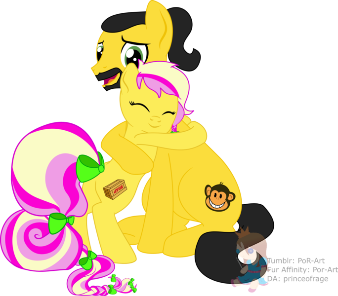 Size: 1200x1052 | Tagged: safe, artist:princeofrage, derpibooru import, oc, oc:strawberry b!tchcake, unofficial characters only, earth pony, pony, duo, earth pony oc, father and child, father and daughter, father's day, female, male, simple background, transparent background, watermark