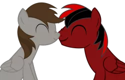 Size: 730x471 | Tagged: safe, artist:theironheart, derpibooru import, oc, oc:blaze, oc:sprocket, pegasus, pony, base used, eyes closed, female, male, mare, simple background, stallion, transparent background