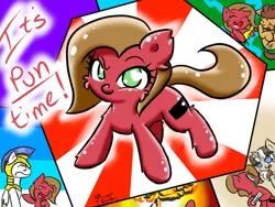 Size: 1024x768 | Tagged: safe, artist:harthric, derpibooru import, oc, oc:lovelace, oc:marigold, oc:pun, earth pony, pony, ask pun, ask, chibi, female, heart eyes, mare, royal guard, solo, starry eyes, wingding eyes