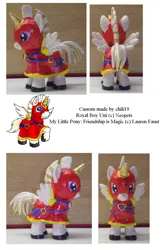 Size: 946x1445 | Tagged: safe, artist:chili19, derpibooru import, oc, ponified, unofficial characters only, alicorn, pony, alicorn oc, armor, crossover, custom, horn, irl, male, neopets, photo, raised hoof, stallion, toy, uni, wings