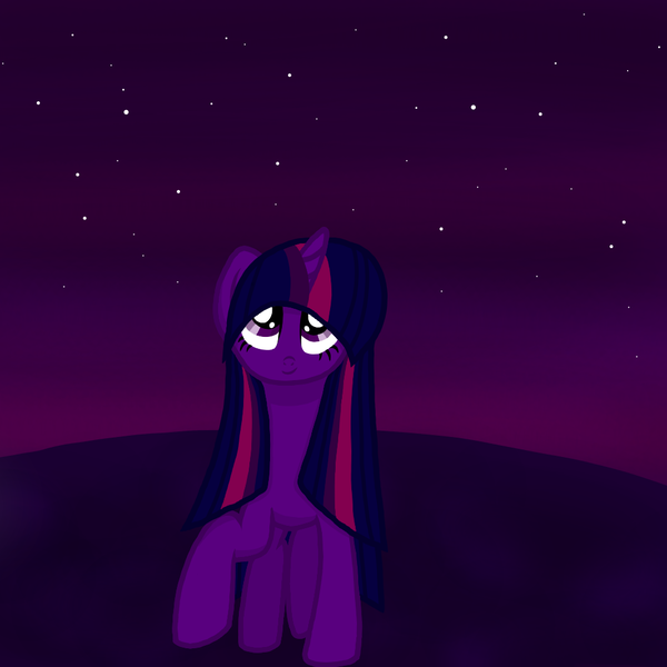 Size: 1000x1000 | Tagged: alicorn, artist:katya, derpibooru import, evening, night, safe, stars, twilight sparkle