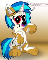 Size: 2670x3300 | Tagged: safe, artist:agkandphotomaker2000, derpibooru import, vinyl scratch, pony, unicorn, animal costume, cat costume, clothes, costume, meow, painted nose, paws, solo, wrong eye color