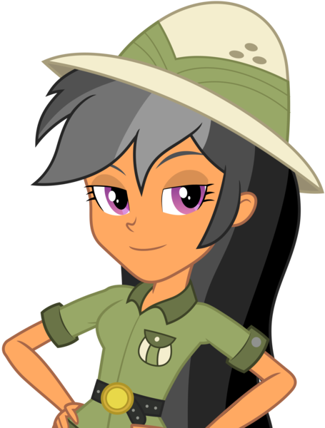 Size: 6415x8458 | Tagged: safe, artist:pink1ejack, derpibooru import, edit, editor:slayerbvc, vector edit, chestnut magnifico, daring do, equestria girls, absurd resolution, clothes, female, hat, looking at you, no makeup edit, pith helmet, simple background, solo, transparent background, vector