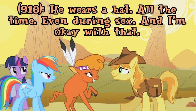 Size: 1270x720 | Tagged: braeburn, braeheart, buffalo, caption, derpibooru import, edit, edited screencap, female, image macro, little strongheart, male, mare, meme, over a barrel, pegasus, rainbow dash, raised hoof, screencap, shipping, stallion, straight, suggestive, text, twilight sparkle